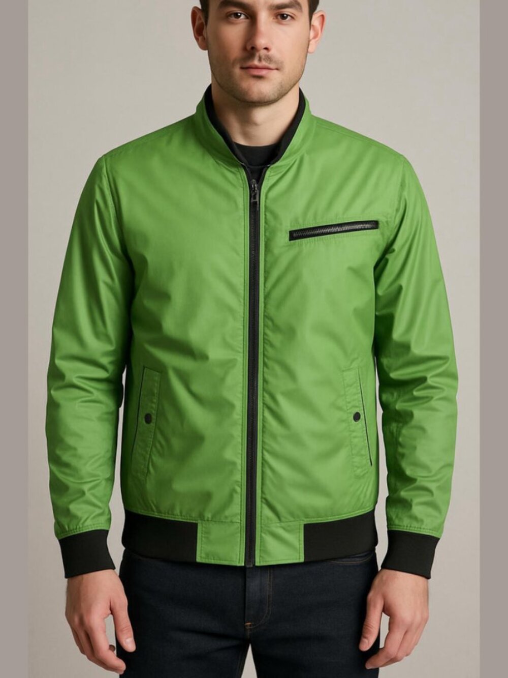 Larany Kelly Green Lightweight Zip Front Jacket Size 52/ US S